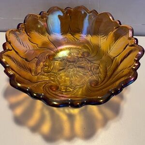 Vintage Indiana Carnival Glass Marigold Iridescent Decorative Bowl Perfect